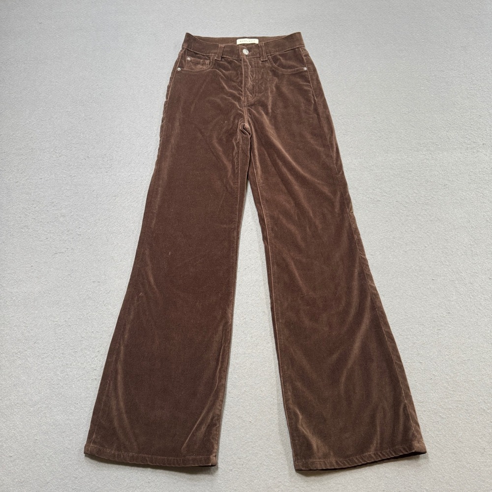 Warp + Weft Corduroy Pants Women's 26 Brown High Rise NCE Wide Leg Relaxed Fit